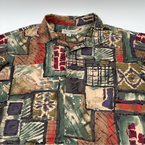 Vintage Tori Richard Honolulu Mens Hawaiian Shirt 2XB Geometric Abstract USA - Picture 4 of 10